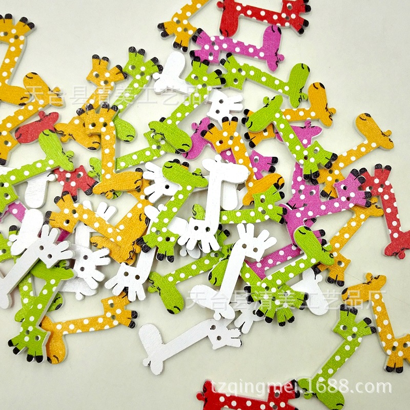 40mm alto botón de bricolaje dibujos animados jirafa hermosa decoración niños hechos a mano 50 piezas por paquete lindo