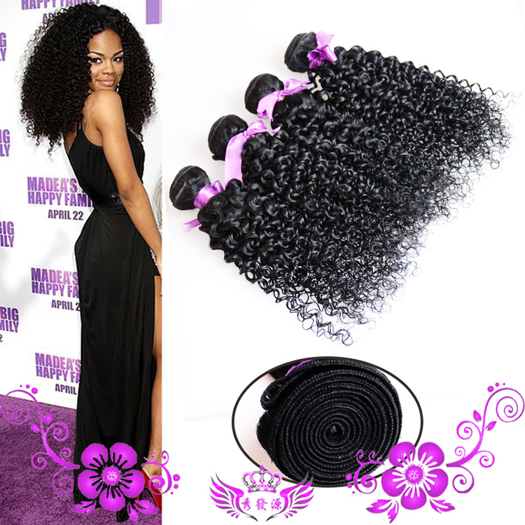 Foreign trade wig jet color 1# curly hair real hair Brazil real wig hair curtain