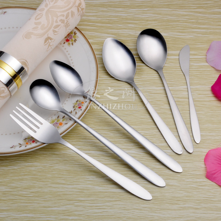 Stainless Steel Spoon Household Tableware Knife and Fork Spoon suit Light Handle Series Pointy Round Spoon Western Food Fork Ice Spoon Coffee Spoon