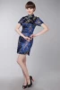 Dragon and Phoenix Short Cheongsam Dark Blue