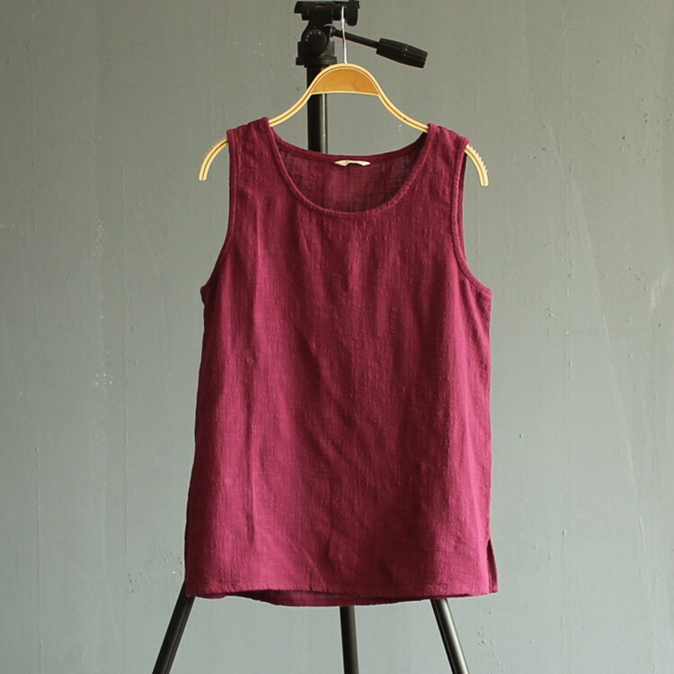 V9166-2/Bamboo Vest Women's Summer New Cotton and Linen Casual Plaid Cotton Multi-Color