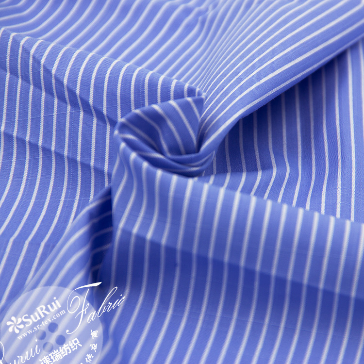 现货供应 3毫米涤棉布 TC竹节条纹面料 职业装衬衫 连衣裙面料