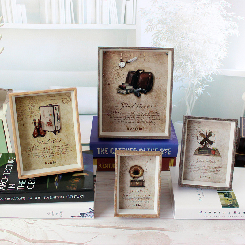 6 inch 7 inch 8 inch 10 inch creative retro hollow stereo photo frame personalized wooden photo frame wholesale table hanging wall