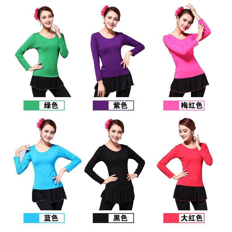 New Square dance clothing round neck long-sleeved top yoga dancing clothes Latin dance clothes practice T-shirt for women New Square dance clothing round neck long-sleeved top yoga dancing clothes Latin dance clothes practice T-shirt for women