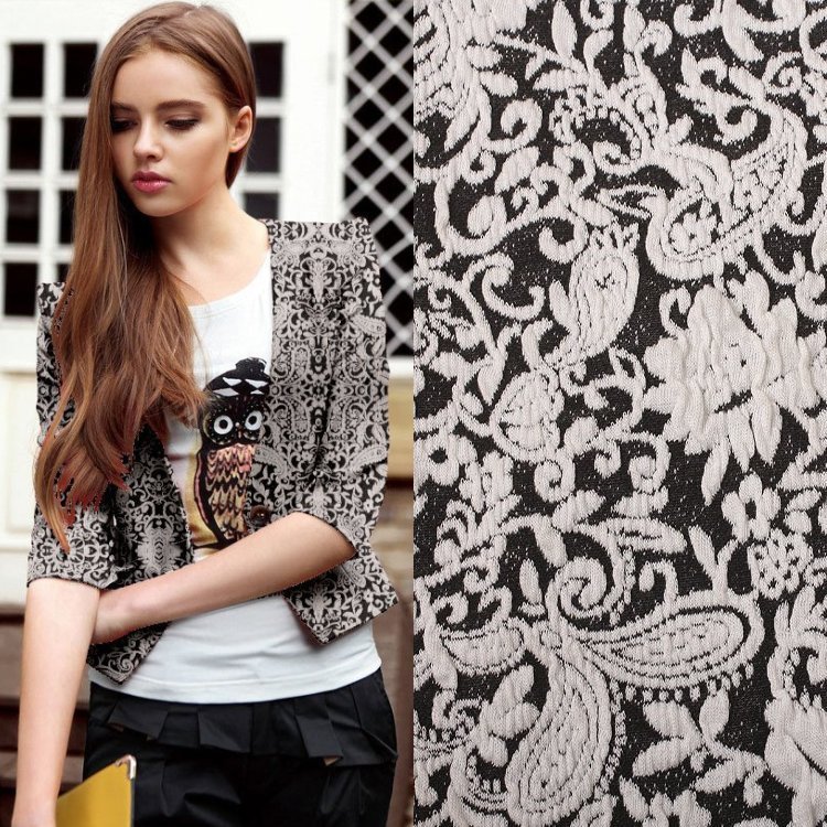 新款针织提花时尚女装提花面料日本火爆面料织花面料双色提花