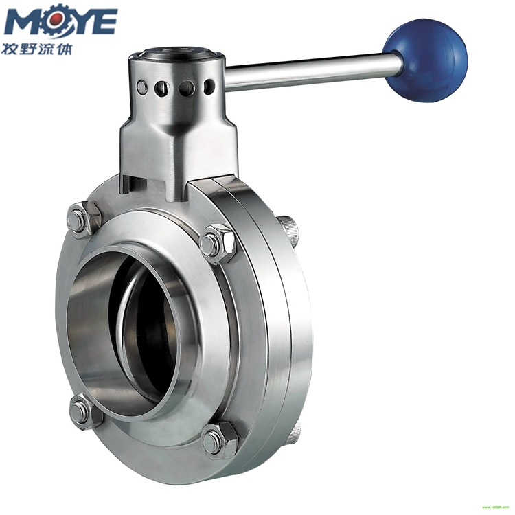 牧野厂家供应卫生级焊接蝶阀 食品饮料手动304二通式不锈钢蝶阀
