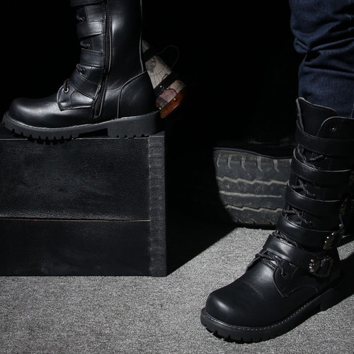AliExpress Men's Large Size High Boots Korean Style Trendy Martin Boots Men's Crazy Horse Leather Boots British High Boots