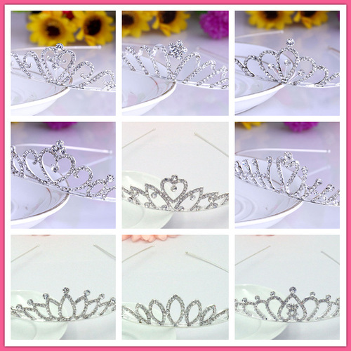 Korean dance hair accessories children's three-dimensional crown headband headwear girl student birthday rhinestone headband hair clip wholesale