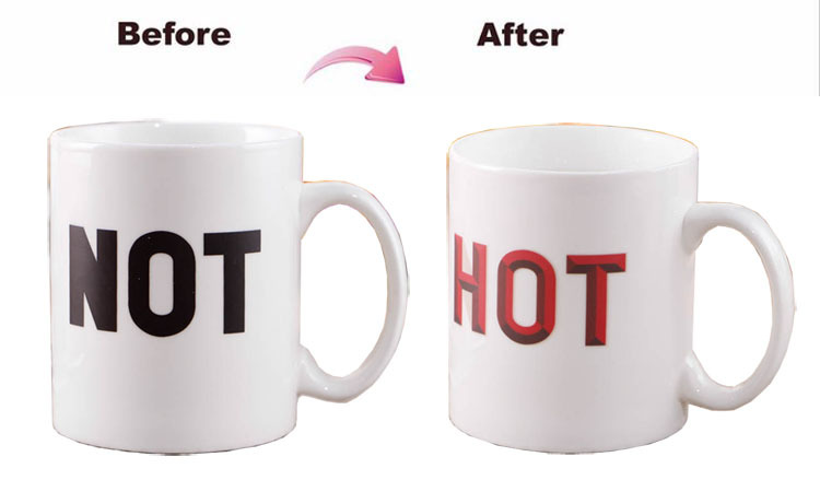 Taza de porcelana creativa taza de la novedad sensible a la temperatura búho que cambia de color taza de regalo prueba de logotipo taza mágica fábrica al por mayor