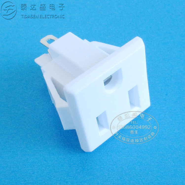 视频插座盒白色美标三孔插座 方形三脚全铜磨砂料美式插座DB-14-M