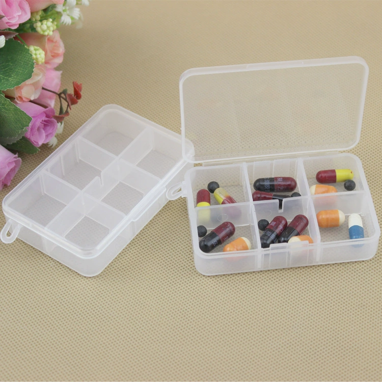 Квадратная 6-ячеечная прозрачная пластиковая коробка Съемная 6-ячеечная аптечка части коробки для хранения первая коробка для упаковки ювелирных изделий оптом