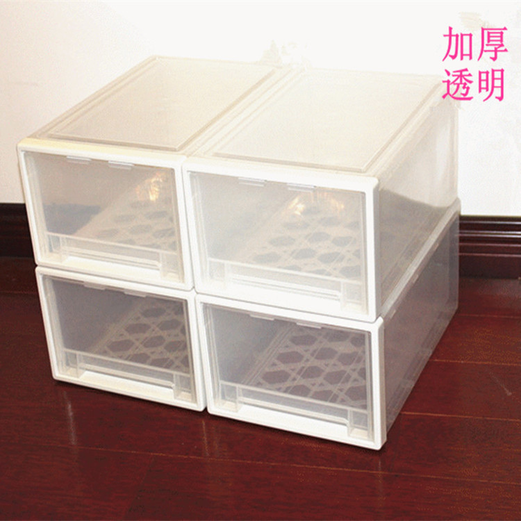 Drawer Type Small Transparent Men's Shoe Box Women's Storage Shoe Box Thickened Plastic Stackable Combination Drawer Shoe Cabinet