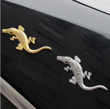 汽车金属镶钻鳄鱼车标3D立体车贴改装动物车身贴搞笑个性汽车用品