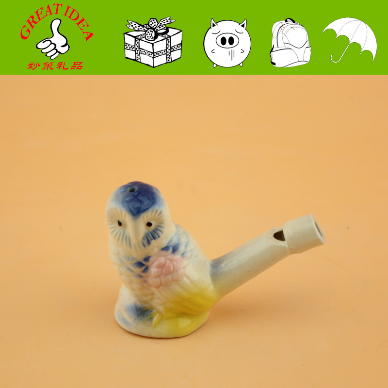 Ceramic Small Crafts Ornaments Owl Music Whistle Ceramic Toy Water Bird Whistle Street Stall Temple Fair Hot Sale
