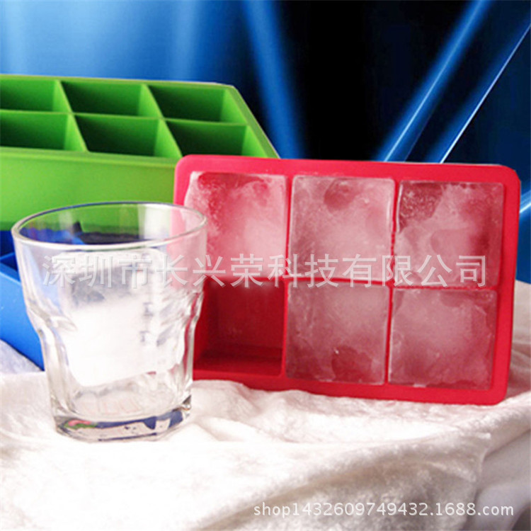 现货环保硅胶冰格模 6格方形冰格6格硅胶冰格 硅胶6连体冰格