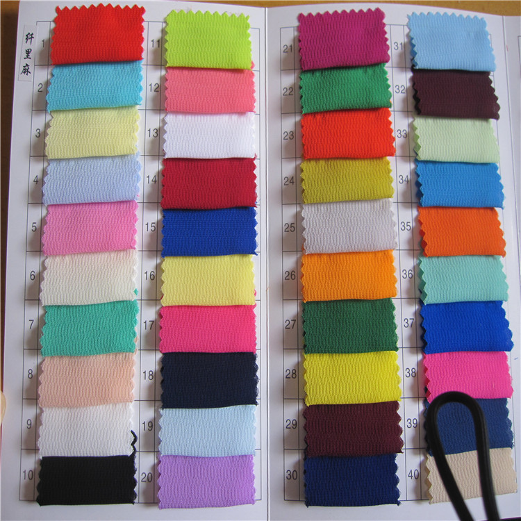 热销新品纤里麻雪纺面料 现货49种颜色 女装时装面料