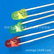 插件灯珠 3mm红发红 圆头 F3 红发红发光二极管 短脚红光