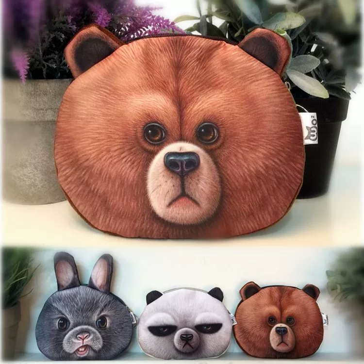 Кошелек, маленькая сумка, кролик, мультяшные монеты, портмоне, 3D, с маленькими медвежатами, панда, в рознице