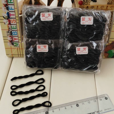 Medium Liufang rubber band Black wool hair band hair rope headdress rubber band hair Yiwu hair accessories wholesale 200 root (Saç üçün rezinlər) - 6cm-black-a-pack-of-200-root