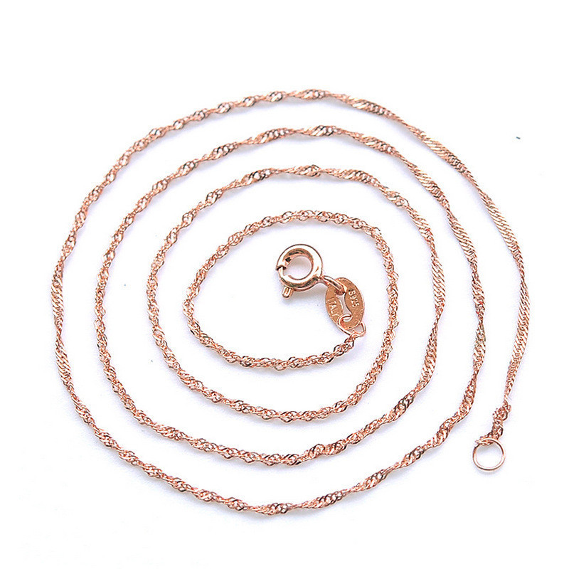 Zhenrong joyería al por mayor de cobre Chapado en plata chapado en oro rosa Cadena de onda de agua Chapado en plata collar joyería fábrica lote mixto