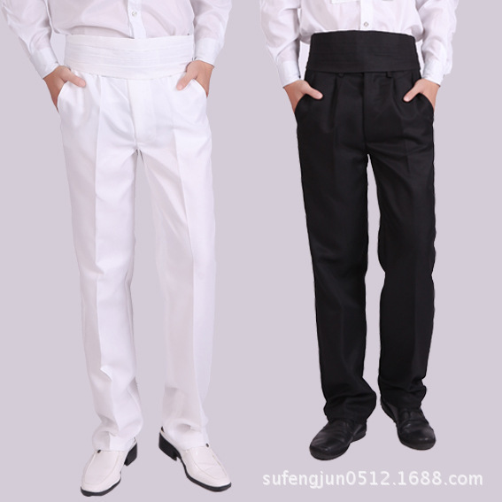 New men's trousers pure black and pure white pants Perform the…