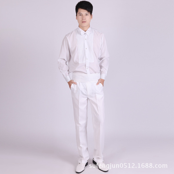New men's trousers pure black and pure white pants Perform the…