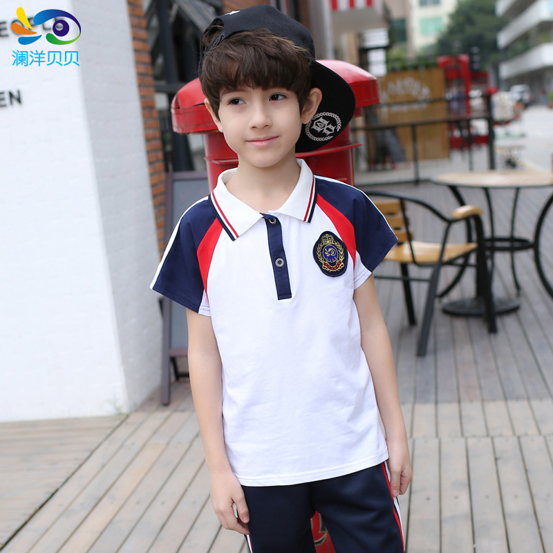 幼兒園園服新款夏中大童小學校服班服團體服運動休閒套裝一件代發