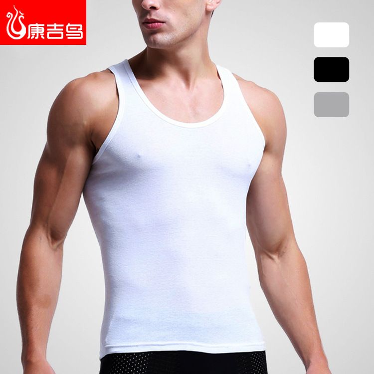 Spring And Summer Pure Cotton Men's Vest Bottoming Fitness Threaded Camisole Undershirt Vest Men's