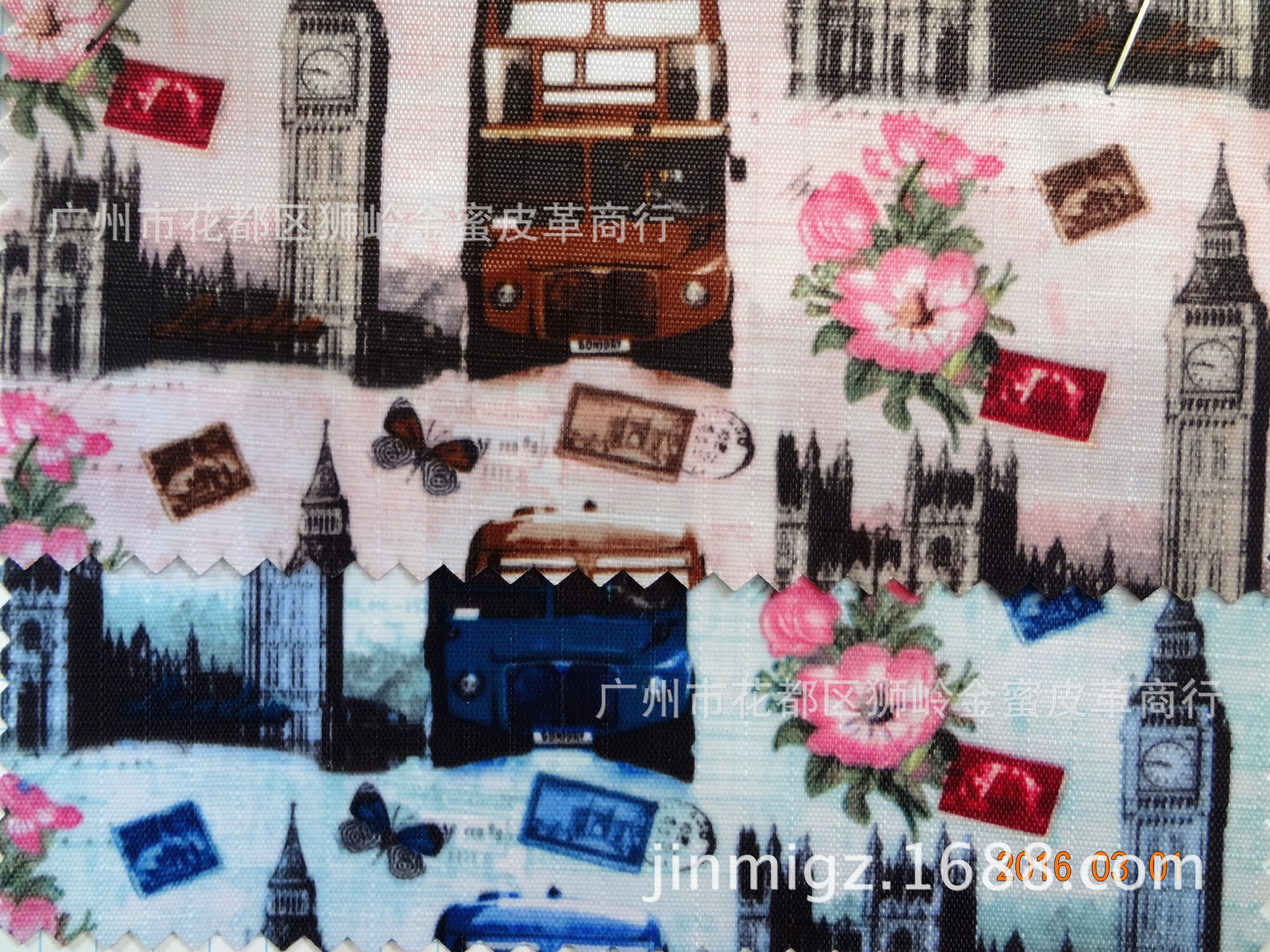 复古城市印花布，工厂直销，涤纶印花牛津布