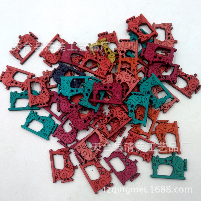 Botones de bricolaje hechos a mano vintage máquina de coser botones de madera 50 piezas un paquete