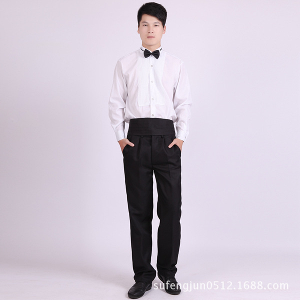 New men's trousers pure black and pure white pants Perform the…