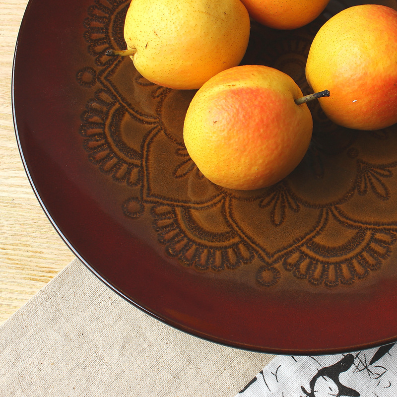 Comercio exterior color esmalte alivio occidental antiguo 11 pulgadas placa grande occidental plato de carne hotel restaurante Mesa vajilla suministro directo