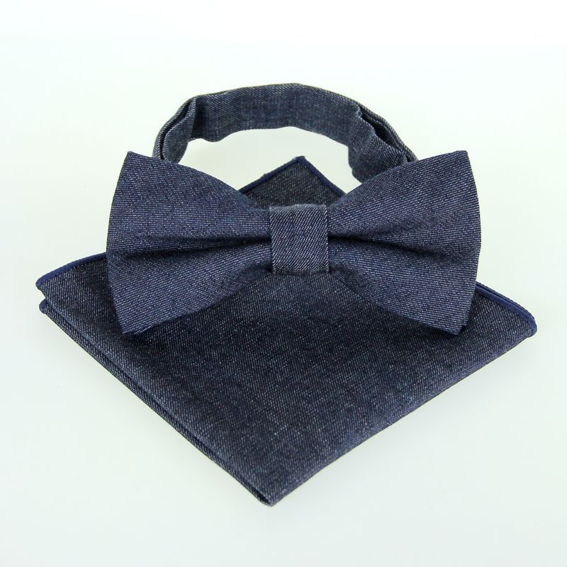 Fashionable casual denim bow tie English style