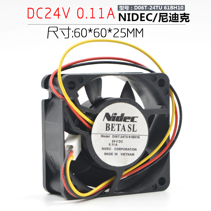 NIDEC 24V 0.11A 6CM D06T-24TU 61BH10 6025 变频器散热风扇工业