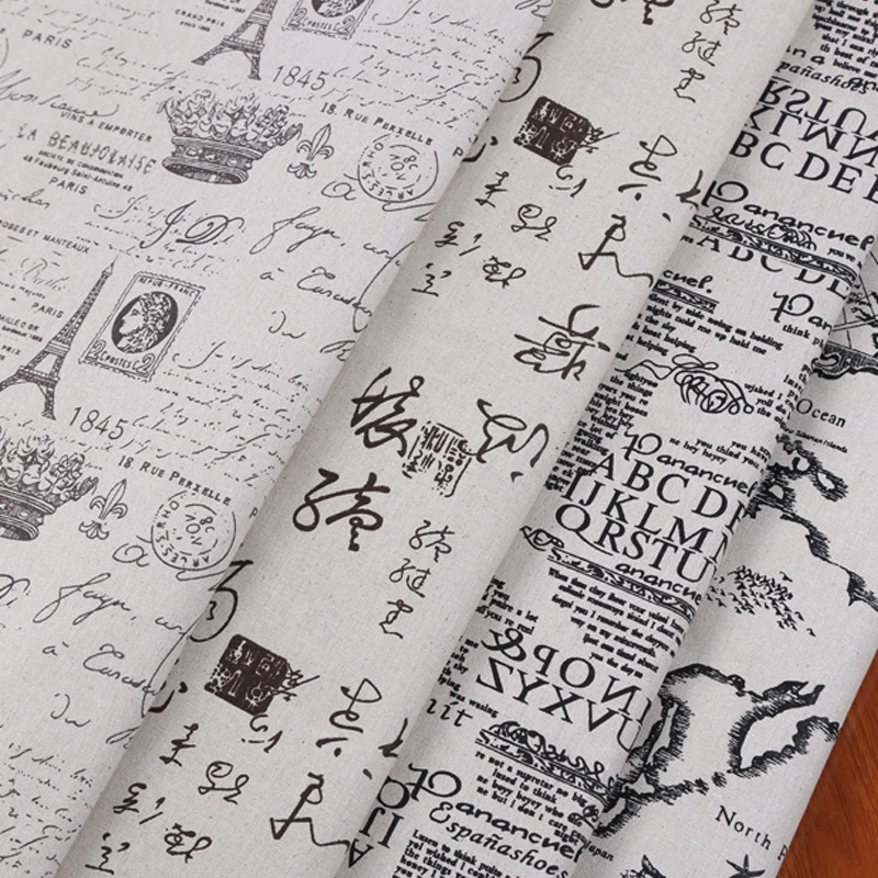 [Прямые поставки фабрики] китайский и английский текстовый узор монохромный печать мешок одежды хлопок белье Белье Печать Ткань