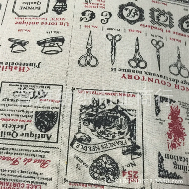 Печатной хлопок и лен, маленький портной, маленькие ножницы, ткань из хлопка с принтом и льна, ручная работа в иностранной торговле, ткани из льна для поделок