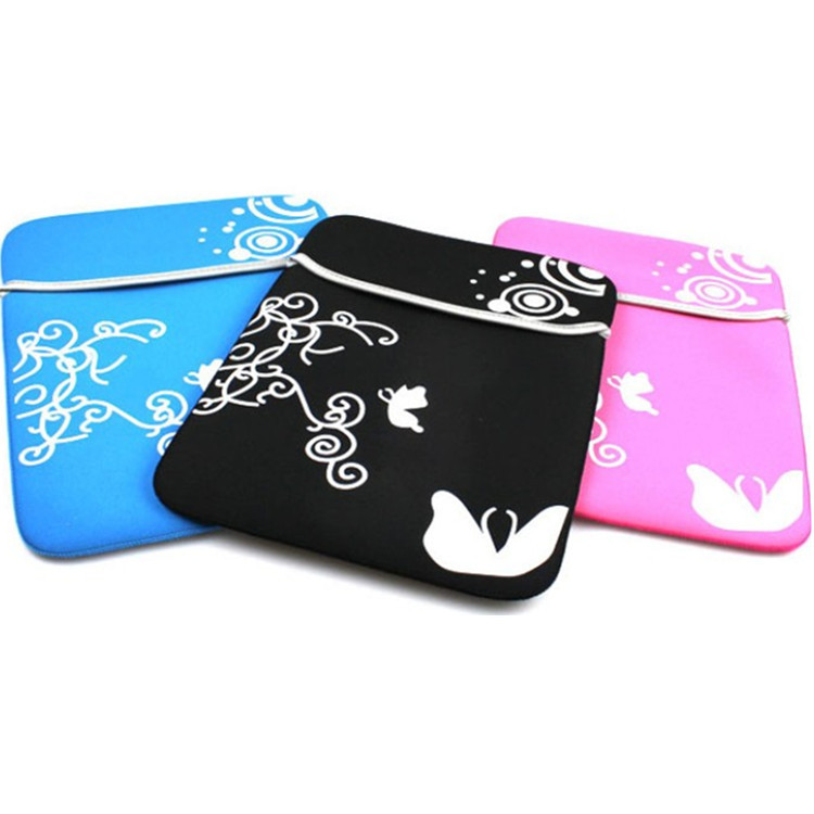 Laptop sleeve with 3D butterfly and floral print, colorful 10-15 inch portable bag.