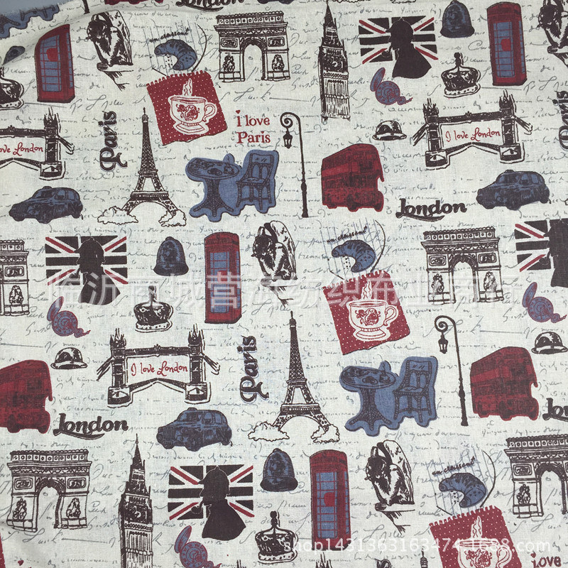 复古欧美风 亚麻面料 麻布印花  DIY装饰面料  背景桌布 工艺里布