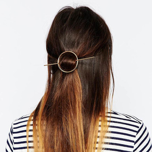 Factory direct sales Europe and the United States hot new minimalist hair accessories alloy geometric half-length hairpin hair clip antique style