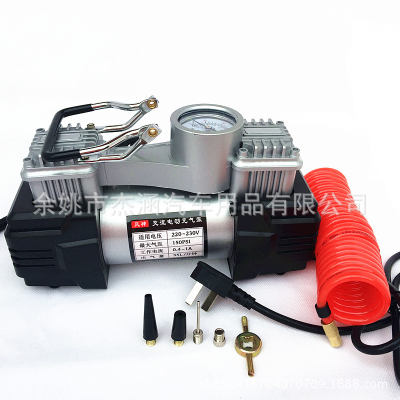 220V家用交流电双缸轮胎打气泵泳圈充气泵气泡柱打气机篮球打气筒