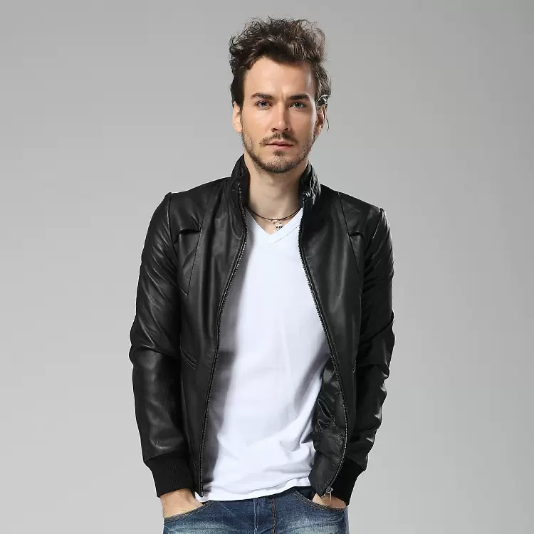 CONCEPT男款真皮皮衣定制外贸欧美时尚男装外套羊皮皮衣外套定制