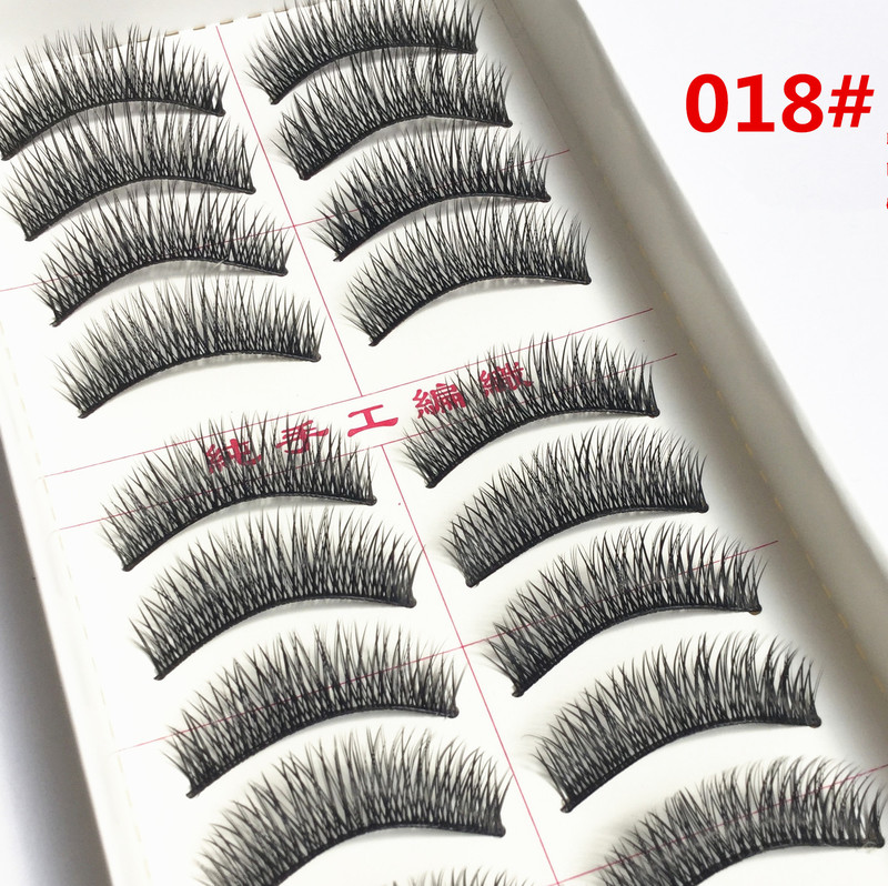 018 Taiwan semi-handmade false eyelashes naturally messy cross nude makeup eyelashes factory wholesale 10 pairs