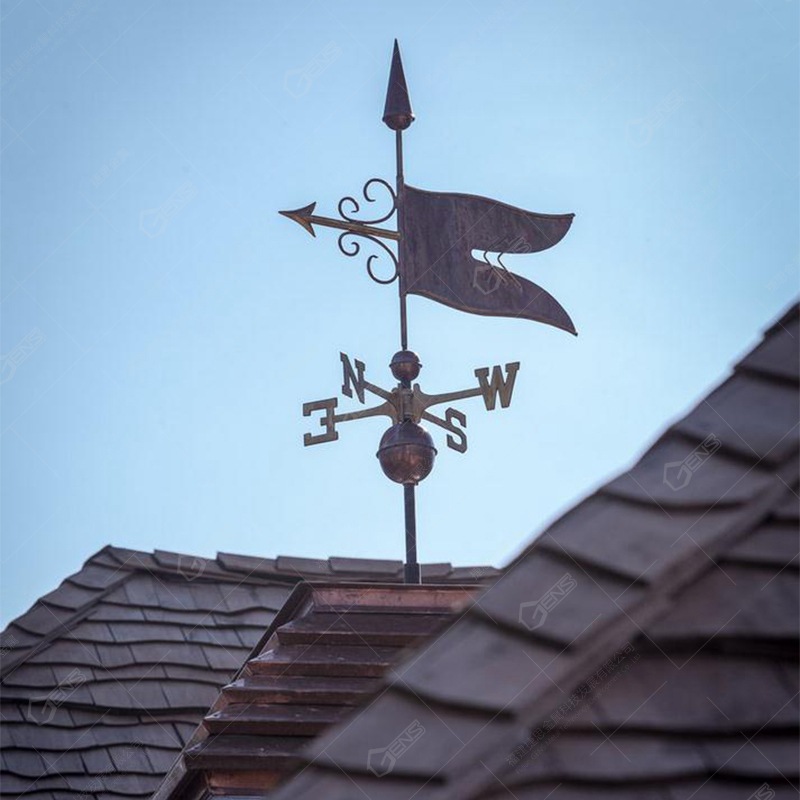 捷思(GENS)红铜风向标旗帜来图定 制别墅屋顶风向指示园艺铜装饰
