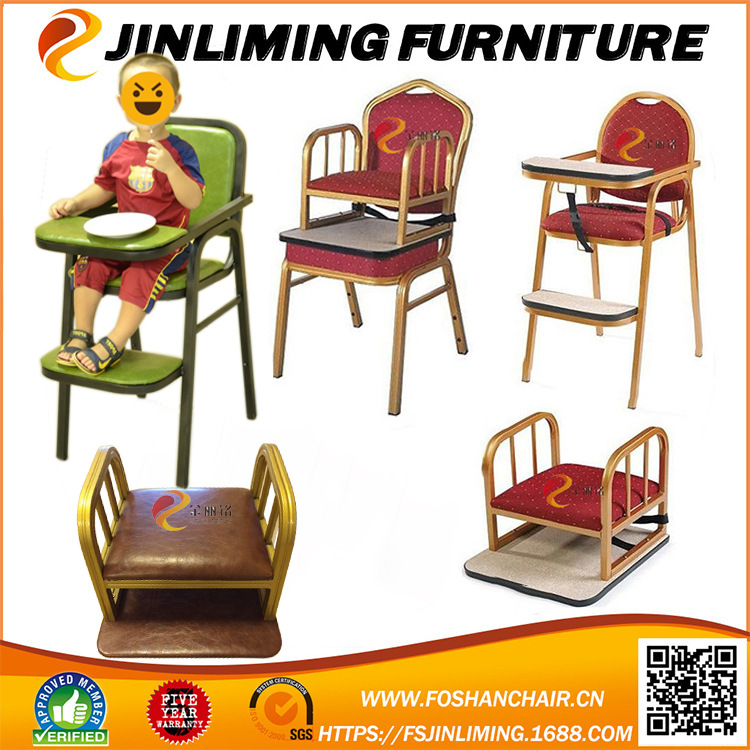 Jinliming fábrica de suministro de hotel Silla de comedor para niños BB silla respaldo Hotel niños de metal bebé Silla de comedor