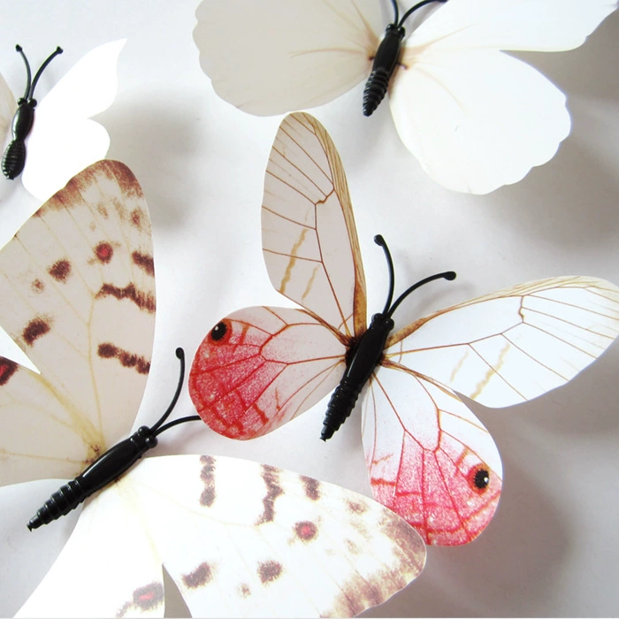 Three dimensional decorations on wall with butterfly, cloth, fridge magnet, set for living room, in 3d format, 12 items