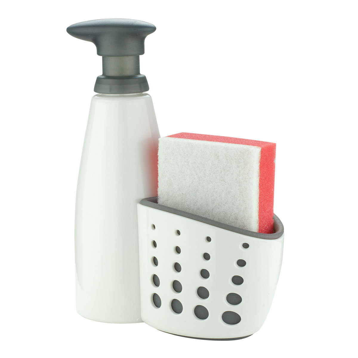 Dispensador de Jabón a Presión 350 ml de Plástico con Esponja para Fregadero de Cocina image 5