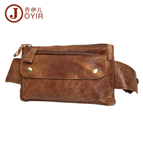 Casual Fashion Men's Waist Bag Outdoor Sports Multi-functional Crossbody Chest Bag Classic Retro Genuine Leather Men's Waist Bag 