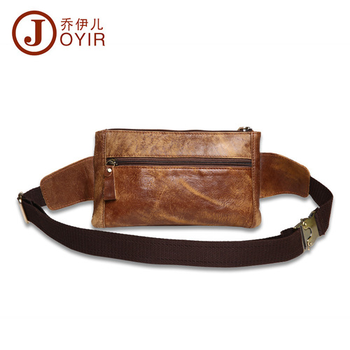 Casual Fashion Men's Waist Bag Outdoor Sports Multi-functional Crossbody Chest Bag Classic Retro Genuine Leather Men's Waist Bag 
