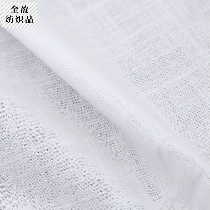 现货供应平纹棉布 20S 70*60漂白竹节棉仿麻皱布料 女装棉类平布