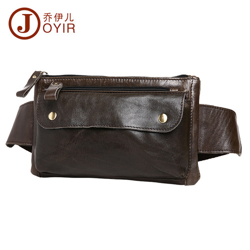 Casual Fashion Men's Waist Bag Outdoor Sports Multi-functional Crossbody Chest Bag Classic Retro Genuine Leather Men's Waist Bag 